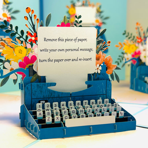 Vintage Typewriter Machine with Your Own Personal Message Origami Pop Cards 3D Pop Up Greeting Card Celebrate Happy Birthday Thank You Handmade Best Wishes Gift Thinking of You Blank Card for Any Occasion Happy Mother's Day Happy Father's Day Australiana