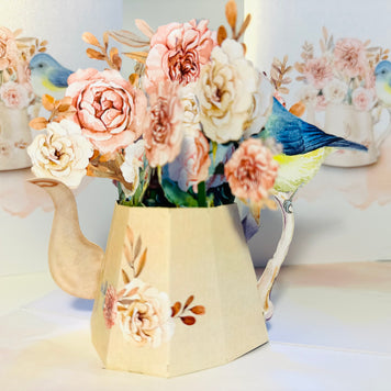Vintage Watering Can with Roses & a Blue Bird Origami Pop Cards 3D Pop Up Greeting Card Happy Birthday Thank You Handmade Gift Thinking of You Blank Card for Any Occasion Happy Mother's Day Happy Father's Australiana Celebrate the Beauty of Flower