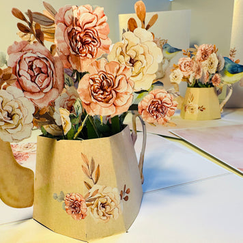 Vintage Watering Can with Roses & a Blue Bird Origami Pop Cards 3D Pop Up Greeting Card Happy Birthday Thank You Handmade Gift Thinking of You Blank Card for Any Occasion Happy Mother's Day Happy Father's Australiana Celebrate the Beauty of Flower