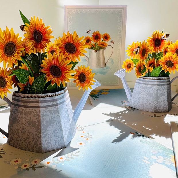 Vintage Watering Can with Sunflowers & Bees Pop Cards 3D Pop Up Greeting Card Happy Birthday Thank You Handmade Gift Thinking of You Blank Card for Any Occasion Happy Mother's Day Happy Father's Australiana Celebrate the Beauty of Flower