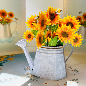 Vintage Watering Can with Sunflowers & Bees Pop Cards 3D Pop Up Greeting Card Happy Birthday Thank You Handmade Gift Thinking of You Blank Card for Any Occasion Happy Mother's Day Happy Father's Australiana Celebrate the Beauty of Flower