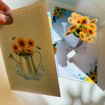 Vintage Watering Can with Sunflowers & Bees Pop Cards 3D Pop Up Greeting Card Happy Birthday Thank You Handmade Gift Thinking of You Blank Card for Any Occasion Happy Mother's Day Happy Father's Australiana Celebrate the Beauty of Flower