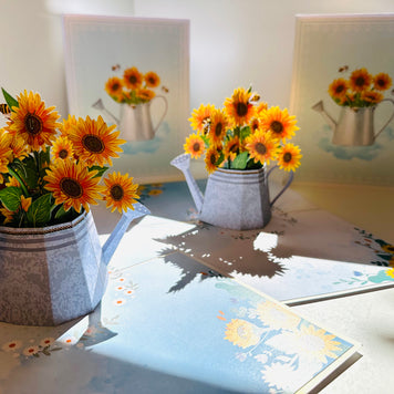 Vintage Watering Can with Sunflowers & Bees Pop Cards 3D Pop Up Greeting Card Happy Birthday Thank You Handmade Gift Thinking of You Blank Card for Any Occasion Happy Mother's Day Happy Father's Australiana Celebrate the Beauty of Flower