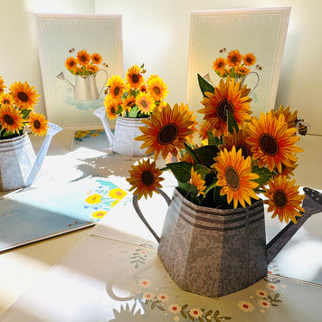 Vintage Watering Can with Sunflowers & Bees Pop Cards 3D Pop Up Greeting Card Happy Birthday Thank You Handmade Gift Thinking of You Blank Card for Any Occasion Happy Mother's Day Happy Father's Australiana Celebrate the Beauty of Flower