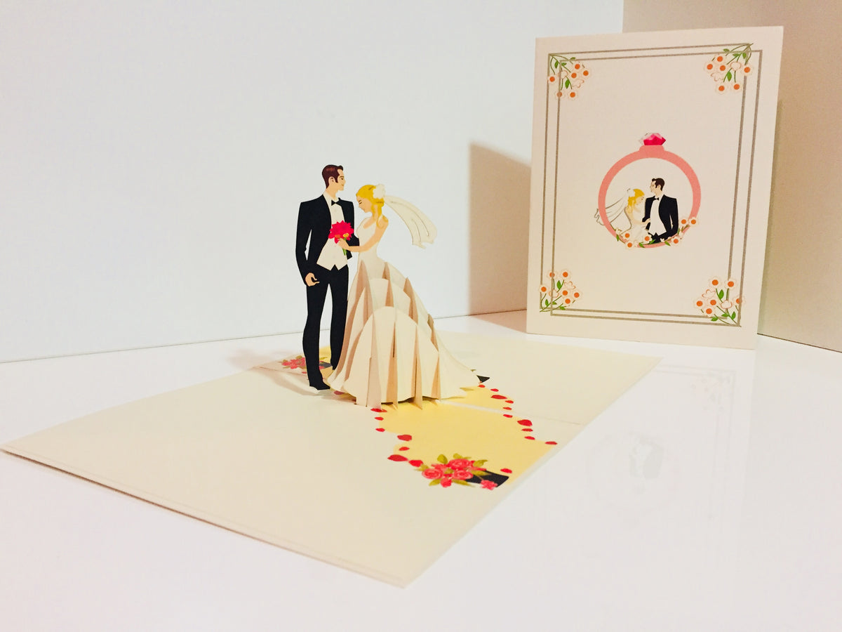 Western Style - Metallic Ivory Wedding Classic Created by Origami Pop Cards – 3D Pop Up Greeting Cards, Australian Design & Handmade, 3D Pop Up Magical Paper Cards, Handmade Pop Up Cards Celebrate Love Anniversary