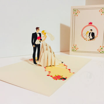 Western Style - Metallic Ivory Wedding Classic Created by Origami Pop Cards – 3D Pop Up Greeting Cards, Australian Design & Handmade, 3D Pop Up Magical Paper Cards, Handmade Pop Up Cards Celebrate Love Anniversary