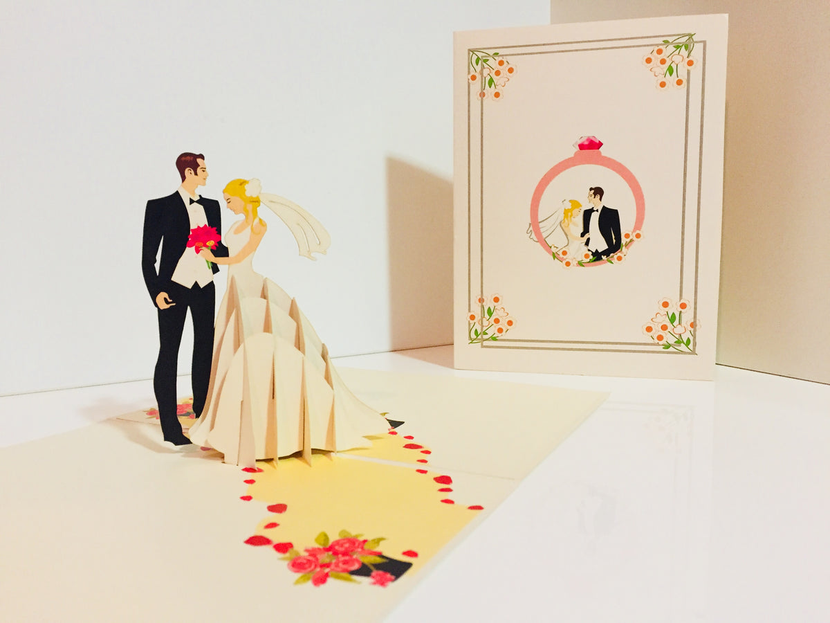 Western Style - Metallic Ivory Wedding Classic Created by Origami Pop Cards – 3D Pop Up Greeting Cards, Australian Design & Handmade, 3D Pop Up Magical Paper Cards, Handmade Pop Up Cards Celebrate Love Anniversary