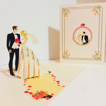 Western Style - Metallic Ivory Wedding Classic Created by Origami Pop Cards – 3D Pop Up Greeting Cards, Australian Design & Handmade, 3D Pop Up Magical Paper Cards, Handmade Pop Up Cards Celebrate Love Anniversary