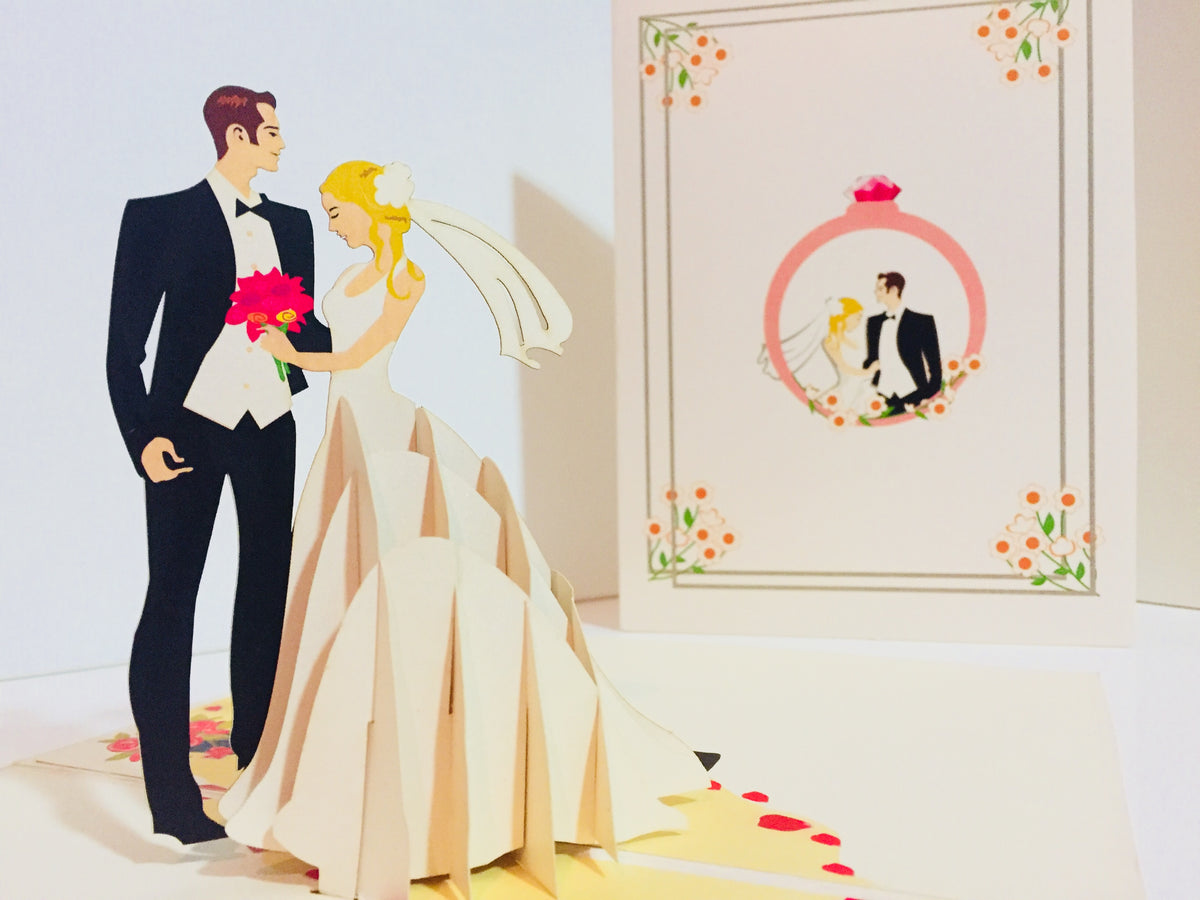 Western Style - Metallic Ivory Wedding Classic Created by Origami Pop Cards – 3D Pop Up Greeting Cards, Australian Design & Handmade, 3D Pop Up Magical Paper Cards, Handmade Pop Up Cards Celebrate Love Anniversary