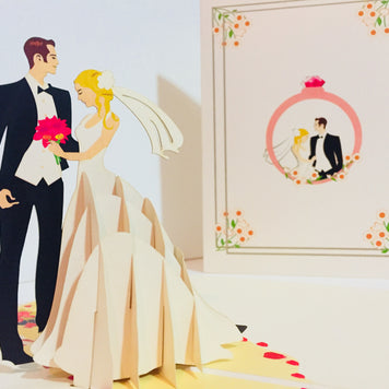 Western Style - Metallic Ivory Wedding Classic Created by Origami Pop Cards – 3D Pop Up Greeting Cards, Australian Design & Handmade, 3D Pop Up Magical Paper Cards, Handmade Pop Up Cards Celebrate Love Anniversary