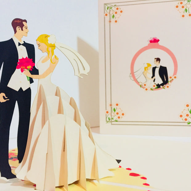 Western Style - Metallic Ivory Wedding Classic Created by Origami Pop Cards – 3D Pop Up Greeting Cards, Australian Design & Handmade, 3D Pop Up Magical Paper Cards, Handmade Pop Up Cards Celebrate Love Anniversary
