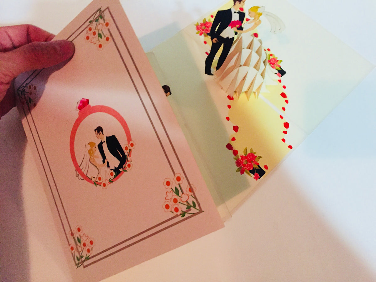 Western Style - Metallic Ivory Wedding Classic Created by Origami Pop Cards – 3D Pop Up Greeting Cards, Australian Design & Handmade, 3D Pop Up Magical Paper Cards, Handmade Pop Up Cards Celebrate Love Anniversary