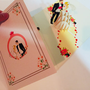 Western Style - Metallic Ivory Wedding Classic Created by Origami Pop Cards – 3D Pop Up Greeting Cards, Australian Design & Handmade, 3D Pop Up Magical Paper Cards, Handmade Pop Up Cards Celebrate Love Anniversary