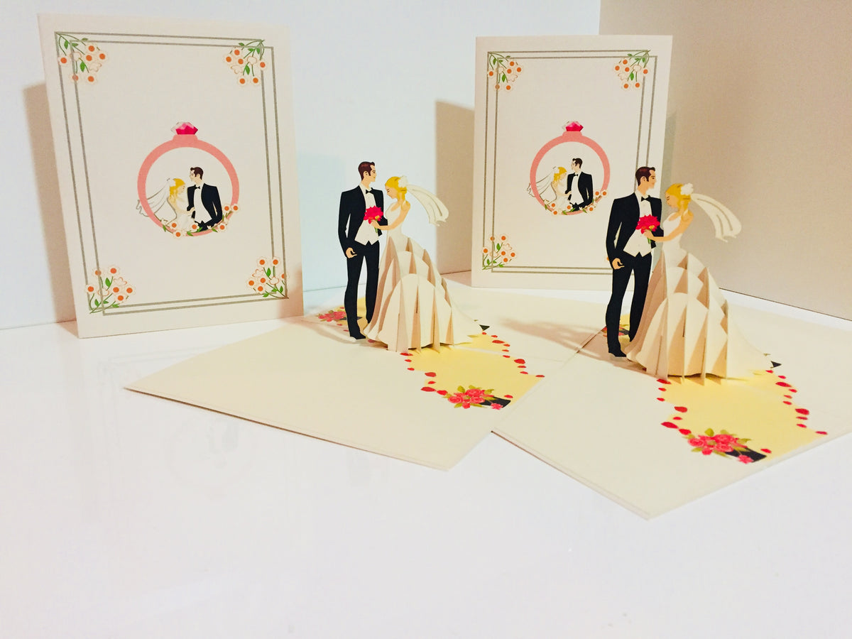 Western Style - Metallic Ivory Wedding Classic Created by Origami Pop Cards – 3D Pop Up Greeting Cards, Australian Design & Handmade, 3D Pop Up Magical Paper Cards, Handmade Pop Up Cards Celebrate Love Anniversary