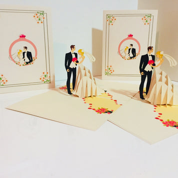 Western Style - Metallic Ivory Wedding Classic Created by Origami Pop Cards – 3D Pop Up Greeting Cards, Australian Design & Handmade, 3D Pop Up Magical Paper Cards, Handmade Pop Up Cards Celebrate Love Anniversary