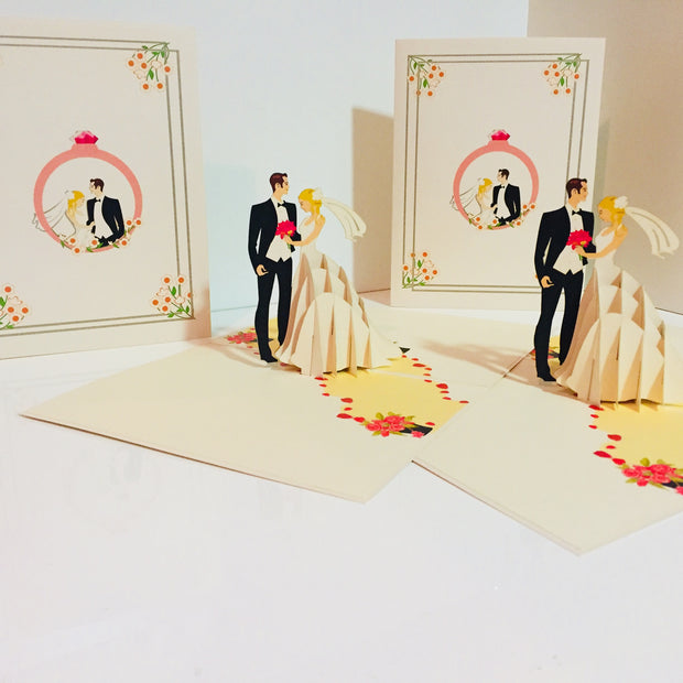 Western Style - Metallic Ivory Wedding Classic Created by Origami Pop Cards – 3D Pop Up Greeting Cards, Australian Design & Handmade, 3D Pop Up Magical Paper Cards, Handmade Pop Up Cards Celebrate Love Anniversary
