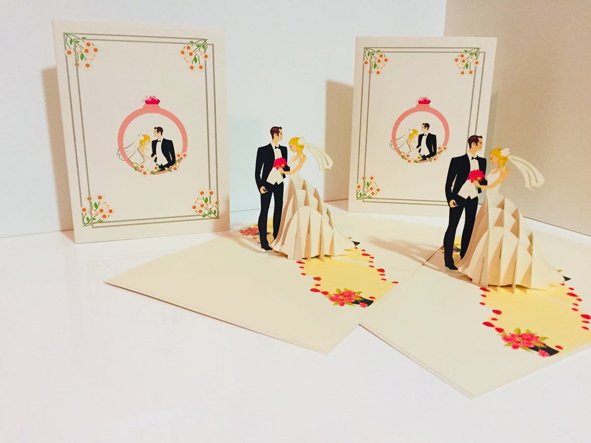 Western Style - Metallic Ivory Wedding Classic Created by Origami Pop Cards – 3D Pop Up Greeting Cards, Australian Design & Handmade, 3D Pop Up Magical Paper Cards, Handmade Pop Up Cards Celebrate Love Anniversary