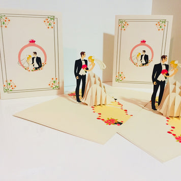 Western Style - Metallic Ivory Wedding Classic Created by Origami Pop Cards – 3D Pop Up Greeting Cards, Australian Design & Handmade, 3D Pop Up Magical Paper Cards, Handmade Pop Up Cards Celebrate Love Anniversary