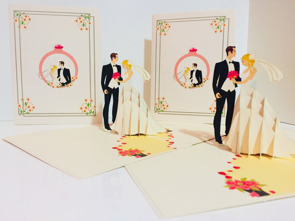 Western Style - Metallic Ivory Wedding Classic Created by Origami Pop Cards – 3D Pop Up Greeting Cards, Australian Design & Handmade, 3D Pop Up Magical Paper Cards, Handmade Pop Up Cards Celebrate Love Anniversary