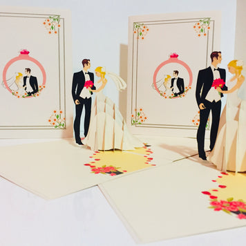 Western Style - Metallic Ivory Wedding Classic Created by Origami Pop Cards – 3D Pop Up Greeting Cards, Australian Design & Handmade, 3D Pop Up Magical Paper Cards, Handmade Pop Up Cards Celebrate Love Anniversary