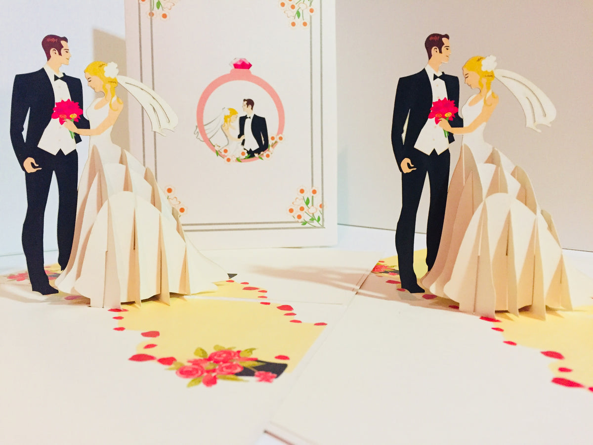 Western Style - Metallic Ivory Wedding Classic Created by Origami Pop Cards – 3D Pop Up Greeting Cards, Australian Design & Handmade, 3D Pop Up Magical Paper Cards, Handmade Pop Up Cards Celebrate Love Anniversary