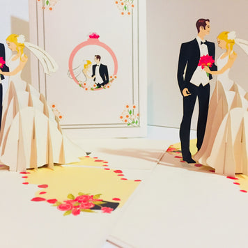 Western Style - Metallic Ivory Wedding Classic Created by Origami Pop Cards – 3D Pop Up Greeting Cards, Australian Design & Handmade, 3D Pop Up Magical Paper Cards, Handmade Pop Up Cards Celebrate Love Anniversary