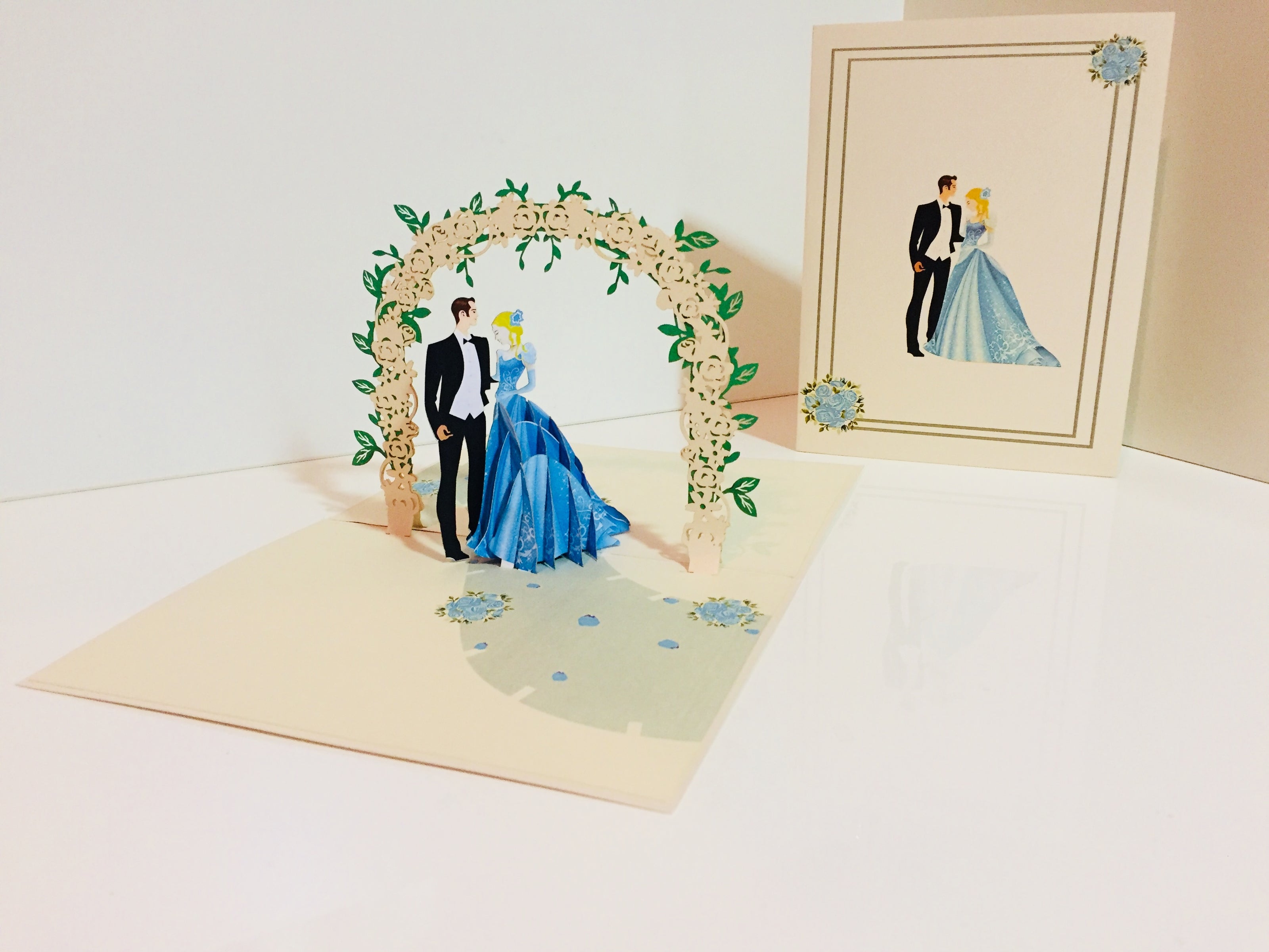 Western - Metallic Sapphire Wedding Classic 3D POP UP GREETING CARD - Created by Origami Pop Cards – 3D Pop Up Greeting Cards, Australian Design & Handmade, 3D Pop Up Magical Paper Cards, Handmade Pop Up Cards Celebrate Love Anniversary Heart and Romantic