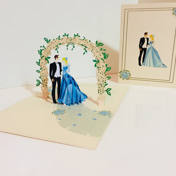 Western - Metallic Sapphire Wedding Classic 3D POP UP GREETING CARD - Created by Origami Pop Cards – 3D Pop Up Greeting Cards, Australian Design & Handmade, 3D Pop Up Magical Paper Cards, Handmade Pop Up Cards Celebrate Love Anniversary Heart and Romantic