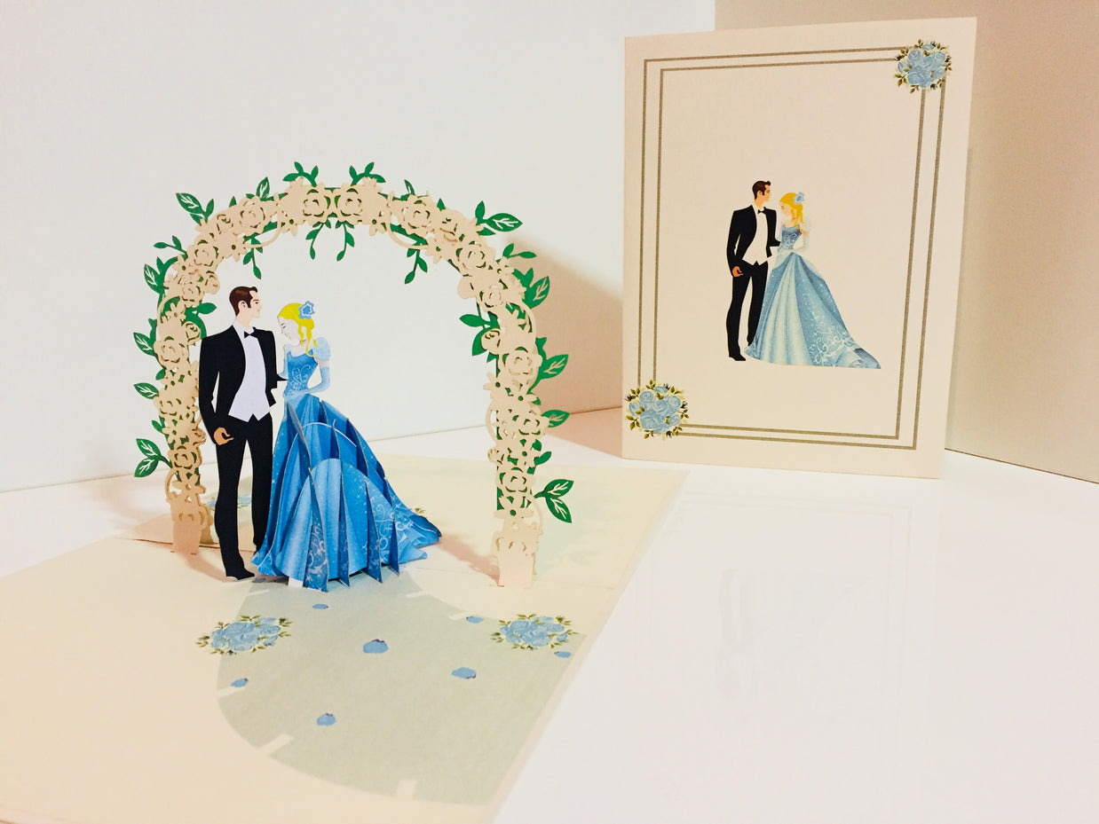 Western - Metallic Sapphire Wedding Classic 3D POP UP GREETING CARD - Created by Origami Pop Cards – 3D Pop Up Greeting Cards, Australian Design & Handmade, 3D Pop Up Magical Paper Cards, Handmade Pop Up Cards Celebrate Love Anniversary Heart and Romantic