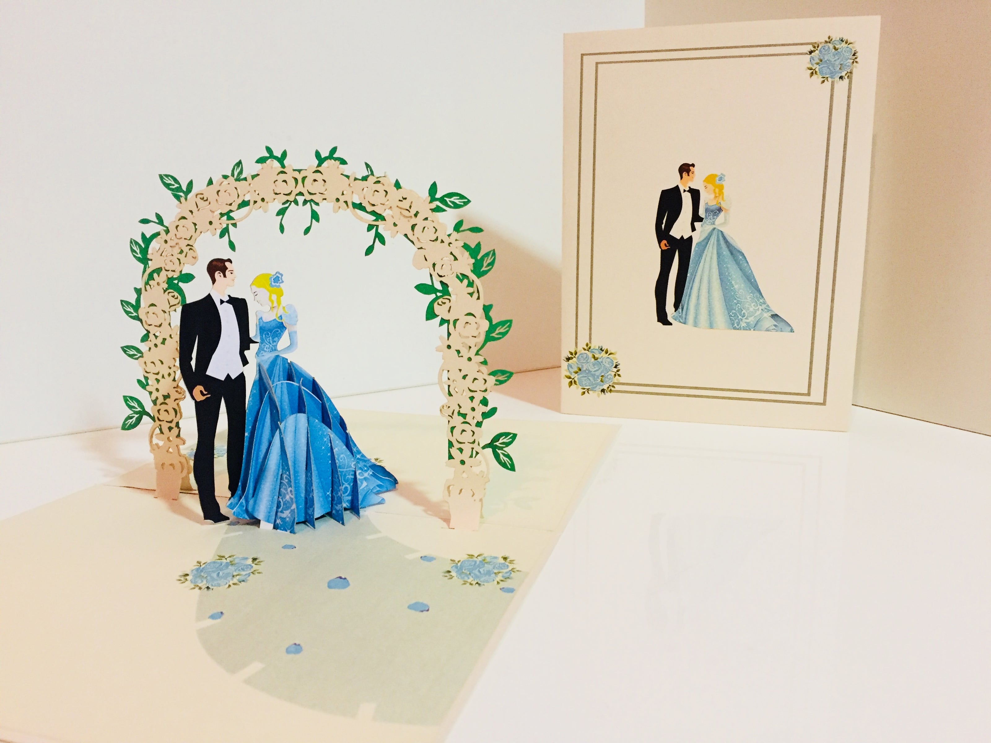 Western - Metallic Sapphire Wedding Classic 3D POP UP GREETING CARD - Created by Origami Pop Cards – 3D Pop Up Greeting Cards, Australian Design & Handmade, 3D Pop Up Magical Paper Cards, Handmade Pop Up Cards Celebrate Love Anniversary Heart and Romantic