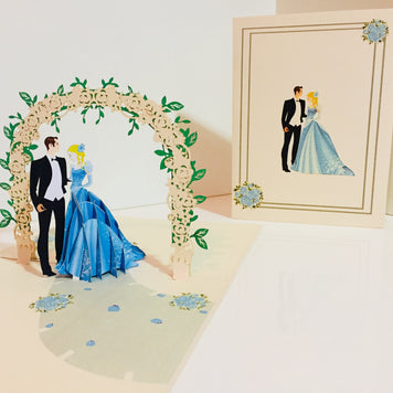 Western - Metallic Sapphire Wedding Classic 3D POP UP GREETING CARD - Created by Origami Pop Cards – 3D Pop Up Greeting Cards, Australian Design & Handmade, 3D Pop Up Magical Paper Cards, Handmade Pop Up Cards Celebrate Love Anniversary Heart and Romantic