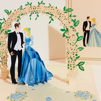 Western - Metallic Sapphire Wedding Classic 3D POP UP GREETING CARD - Created by Origami Pop Cards – 3D Pop Up Greeting Cards, Australian Design & Handmade, 3D Pop Up Magical Paper Cards, Handmade Pop Up Cards Celebrate Love Anniversary Heart and Romantic