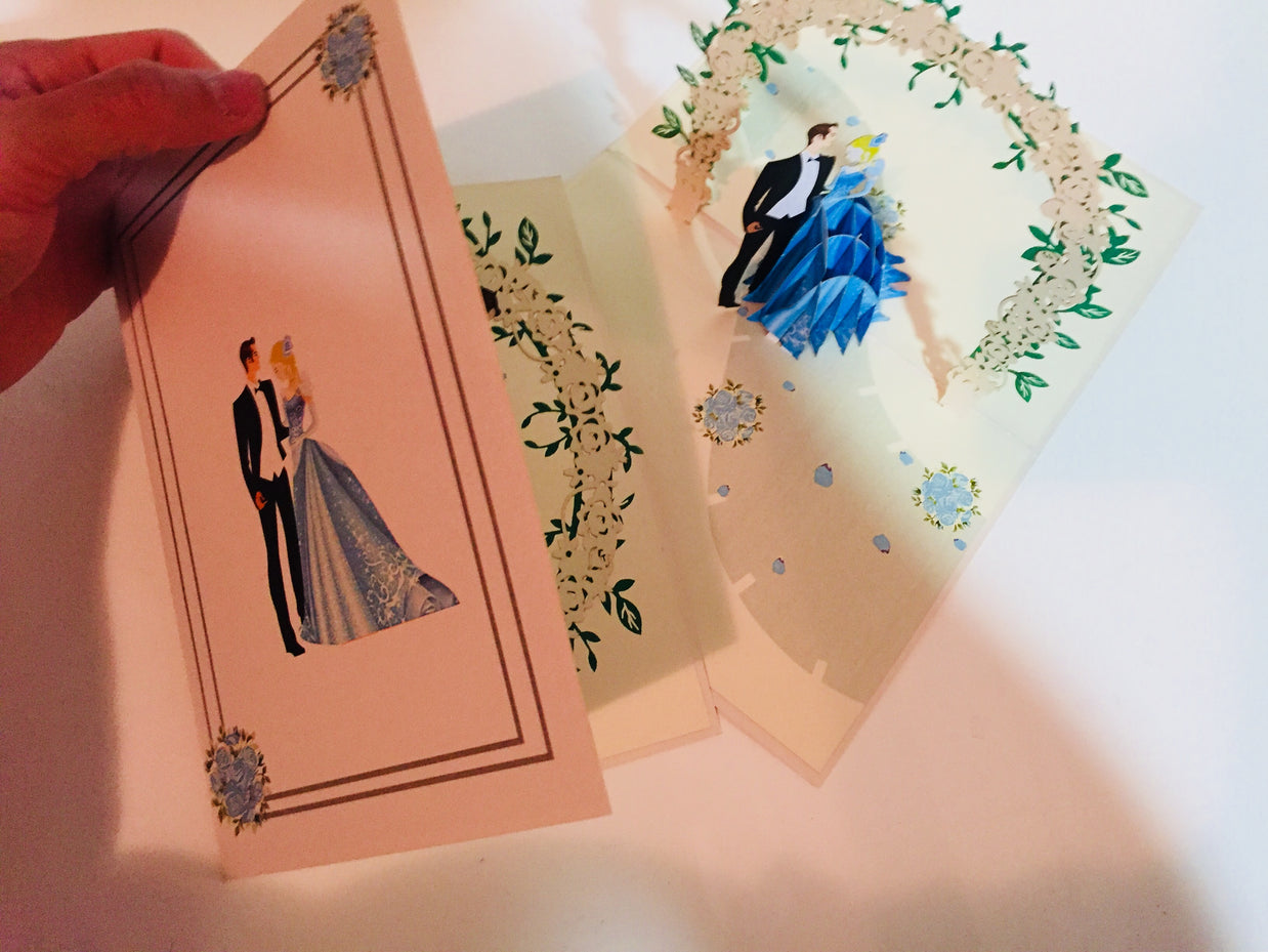 Western - Metallic Sapphire Wedding Classic 3D POP UP GREETING CARD - Created by Origami Pop Cards – 3D Pop Up Greeting Cards, Australian Design & Handmade, 3D Pop Up Magical Paper Cards, Handmade Pop Up Cards Celebrate Love Anniversary Heart and Romantic