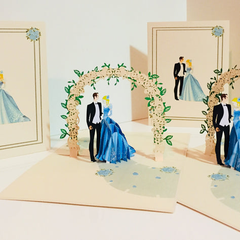 Western - Metallic Sapphire Wedding Classic 3D POP UP GREETING CARD - Created by Origami Pop Cards – 3D Pop Up Greeting Cards, Australian Design & Handmade, 3D Pop Up Magical Paper Cards, Handmade Pop Up Cards Celebrate Love Anniversary Heart and Romantic