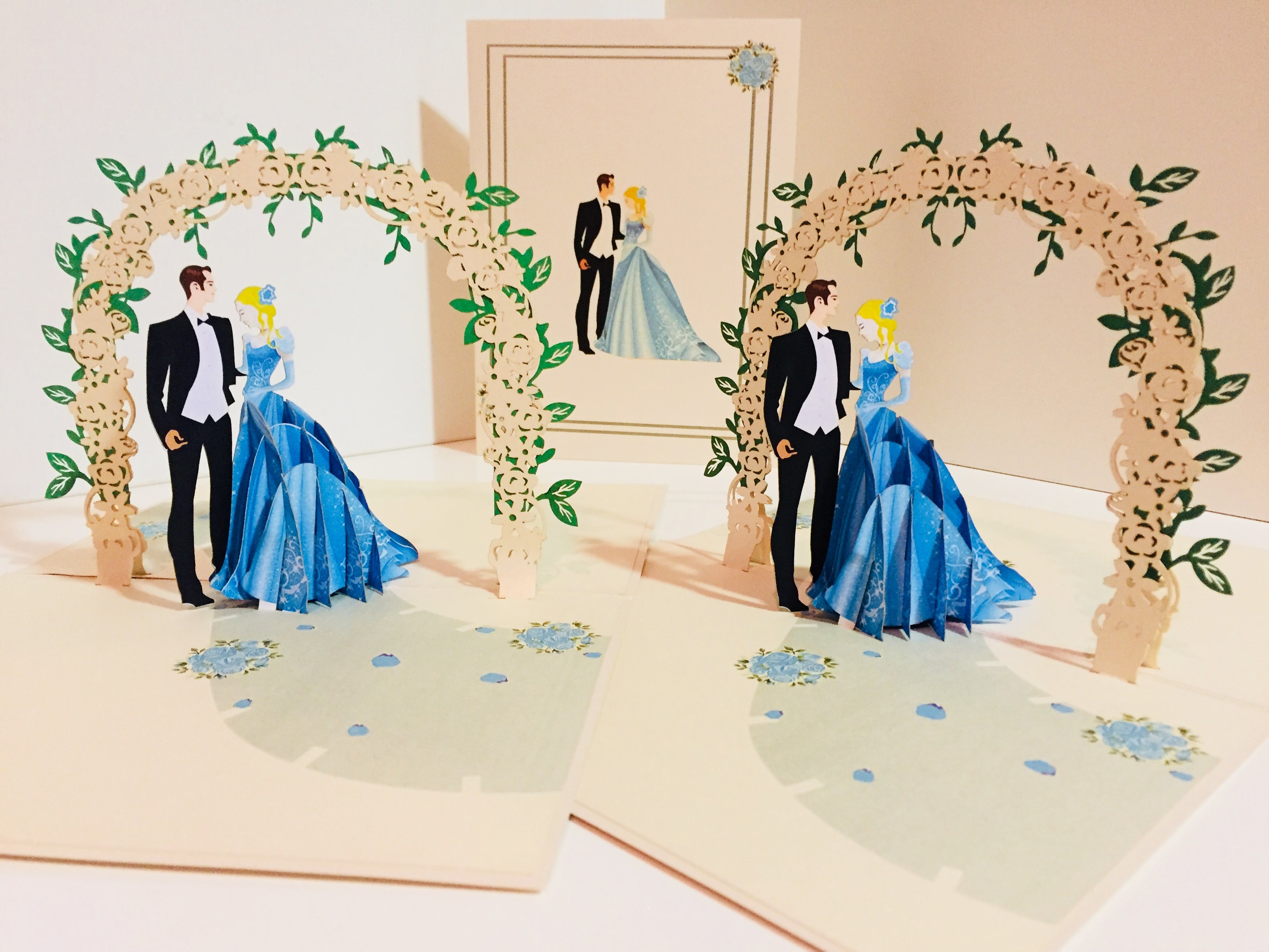Western - Metallic Sapphire Wedding Classic 3D POP UP GREETING CARD - Created by Origami Pop Cards – 3D Pop Up Greeting Cards, Australian Design & Handmade, 3D Pop Up Magical Paper Cards, Handmade Pop Up Cards Celebrate Love Anniversary Heart and Romantic
