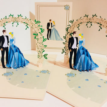 Western - Metallic Sapphire Wedding Classic 3D POP UP GREETING CARD - Created by Origami Pop Cards – 3D Pop Up Greeting Cards, Australian Design & Handmade, 3D Pop Up Magical Paper Cards, Handmade Pop Up Cards Celebrate Love Anniversary Heart and Romantic