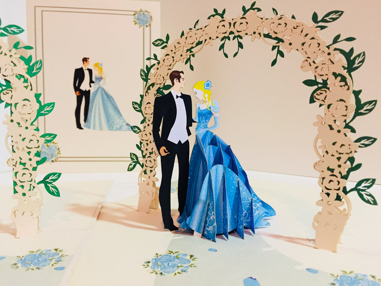 Western - Metallic Sapphire Wedding Classic 3D POP UP GREETING CARD - Created by Origami Pop Cards – 3D Pop Up Greeting Cards, Australian Design & Handmade, 3D Pop Up Magical Paper Cards, Handmade Pop Up Cards Celebrate Love Anniversary Heart and Romantic