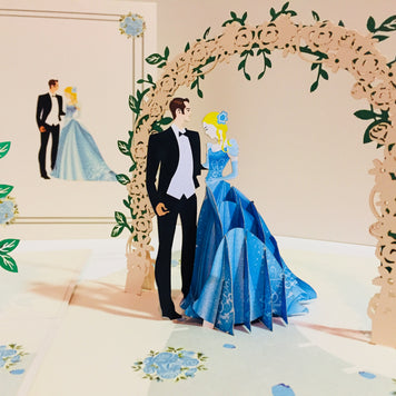 Western - Metallic Sapphire Wedding Classic 3D POP UP GREETING CARD - Created by Origami Pop Cards – 3D Pop Up Greeting Cards, Australian Design & Handmade, 3D Pop Up Magical Paper Cards, Handmade Pop Up Cards Celebrate Love Anniversary Heart and Romantic