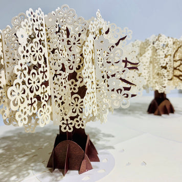 Metallic White Cherry Blossom Tree Origami Pop Cards 3D Pop Up Greeting Card Happy Birthday Thank You Handmade Gift Thinking of You Blank Card for Any Occasion Happy Mother's Day Happy Father's Australiana