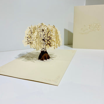 Metallic White Cherry Blossom Tree Origami Pop Cards 3D Pop Up Greeting Card Happy Birthday Thank You Handmade Gift Thinking of You Blank Card for Any Occasion Happy Mother's Day Happy Father's Australiana