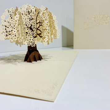 Metallic White Cherry Blossom Tree Origami Pop Cards 3D Pop Up Greeting Card Happy Birthday Thank You Handmade Gift Thinking of You Blank Card for Any Occasion Happy Mother's Day Happy Father's Australiana