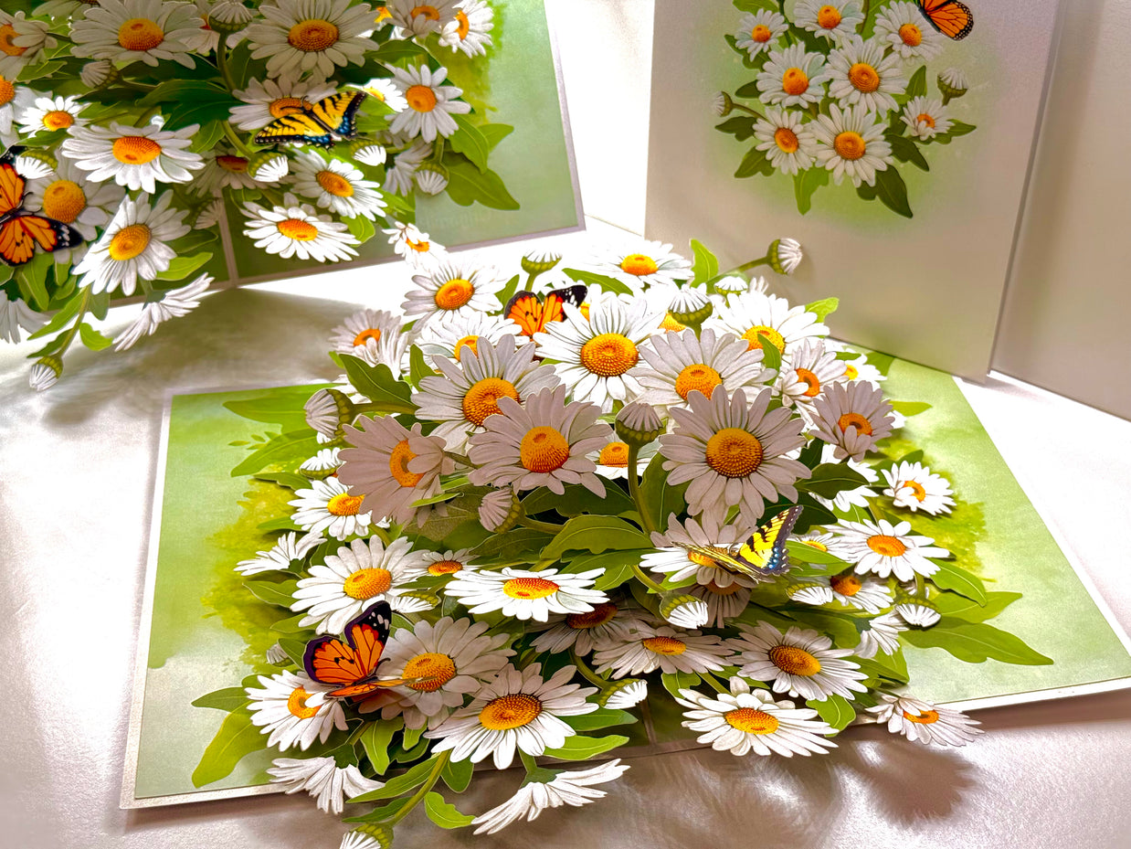 White Daisy Garden with Butterflies Origami Pop Cards 3D Pop Up Greeting Card Happy Birthday Thank You Handmade Gift Thinking of You Blank Card for Any Occasion Happy Mother's Day Happy Father's Australiana Celebrate the Beauty of Flower
