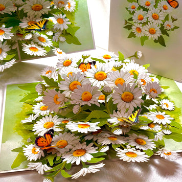 White Daisy Garden with Butterflies Origami Pop Cards 3D Pop Up Greeting Card Happy Birthday Thank You Handmade Gift Thinking of You Blank Card for Any Occasion Happy Mother's Day Happy Father's Australiana Celebrate the Beauty of Flower