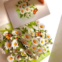 White Daisy Garden with Butterflies Origami Pop Cards 3D Pop Up Greeting Card Happy Birthday Thank You Handmade Gift Thinking of You Blank Card for Any Occasion Happy Mother's Day Happy Father's Australiana Celebrate the Beauty of Flower