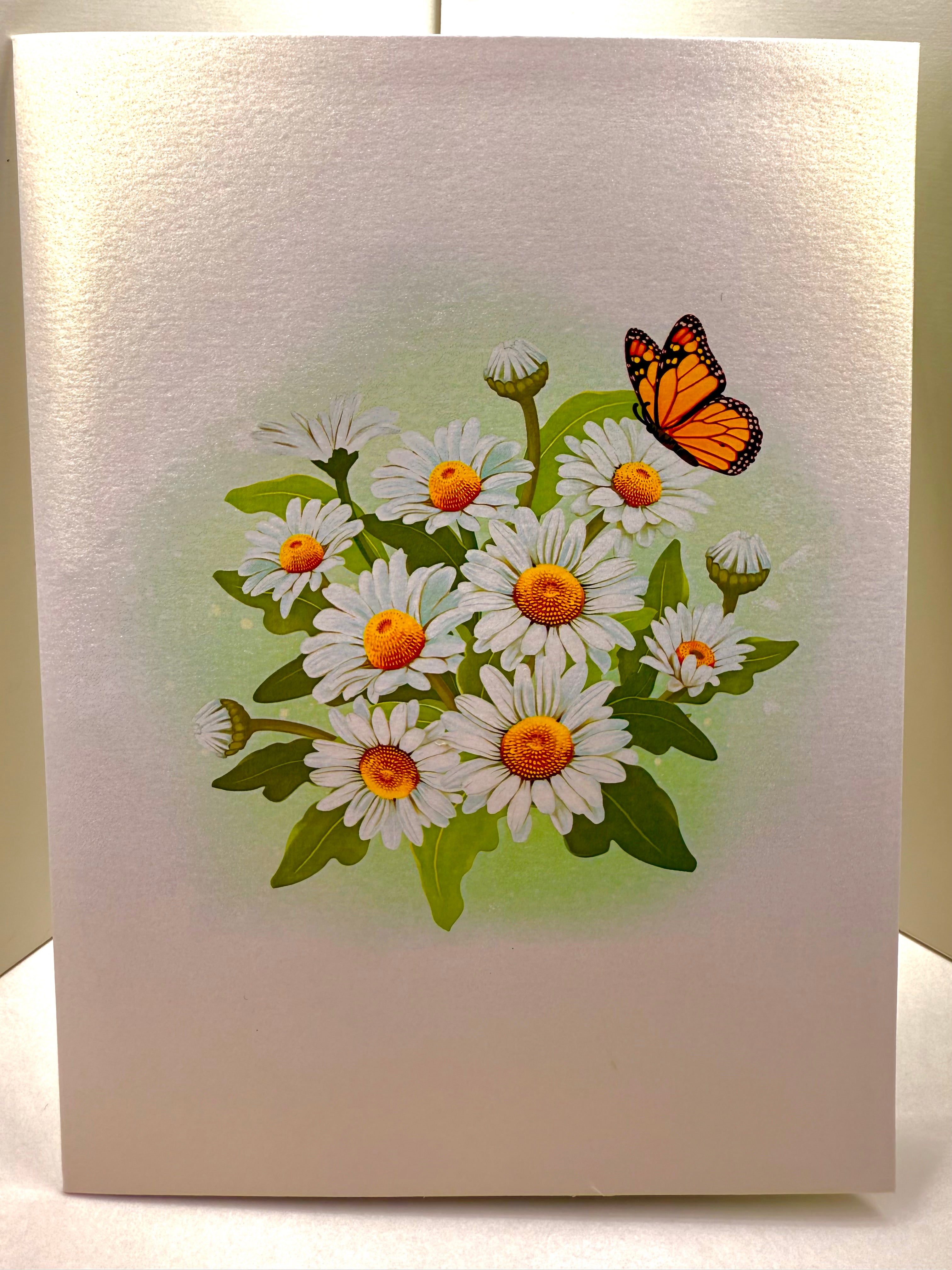 White Daisy Garden with Butterflies Origami Pop Cards 3D Pop Up Greeting Card Happy Birthday Thank You Handmade Gift Thinking of You Blank Card for Any Occasion Happy Mother's Day Happy Father's Australiana Celebrate the Beauty of Flower