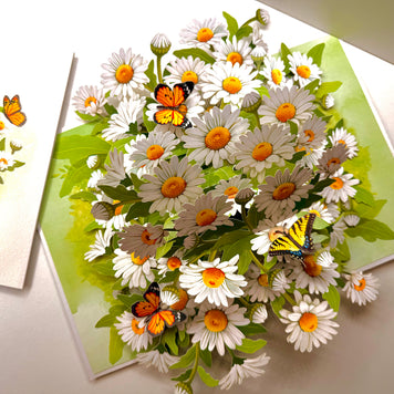 White Daisy Garden with Butterflies Origami Pop Cards 3D Pop Up Greeting Card Happy Birthday Thank You Handmade Gift Thinking of You Blank Card for Any Occasion Happy Mother's Day Happy Father's Australiana Celebrate the Beauty of Flower