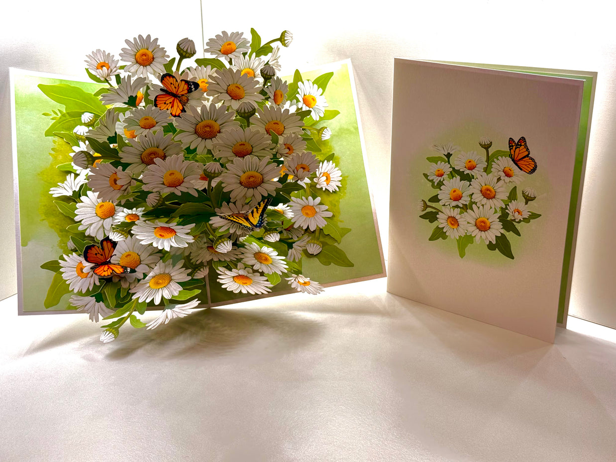 White Daisy Garden with Butterflies Origami Pop Cards 3D Pop Up Greeting Card Happy Birthday Thank You Handmade Gift Thinking of You Blank Card for Any Occasion Happy Mother's Day Happy Father's Australiana Celebrate the Beauty of Flower