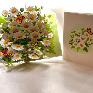 White Daisy Garden with Butterflies Origami Pop Cards 3D Pop Up Greeting Card Happy Birthday Thank You Handmade Gift Thinking of You Blank Card for Any Occasion Happy Mother's Day Happy Father's Australiana Celebrate the Beauty of Flower