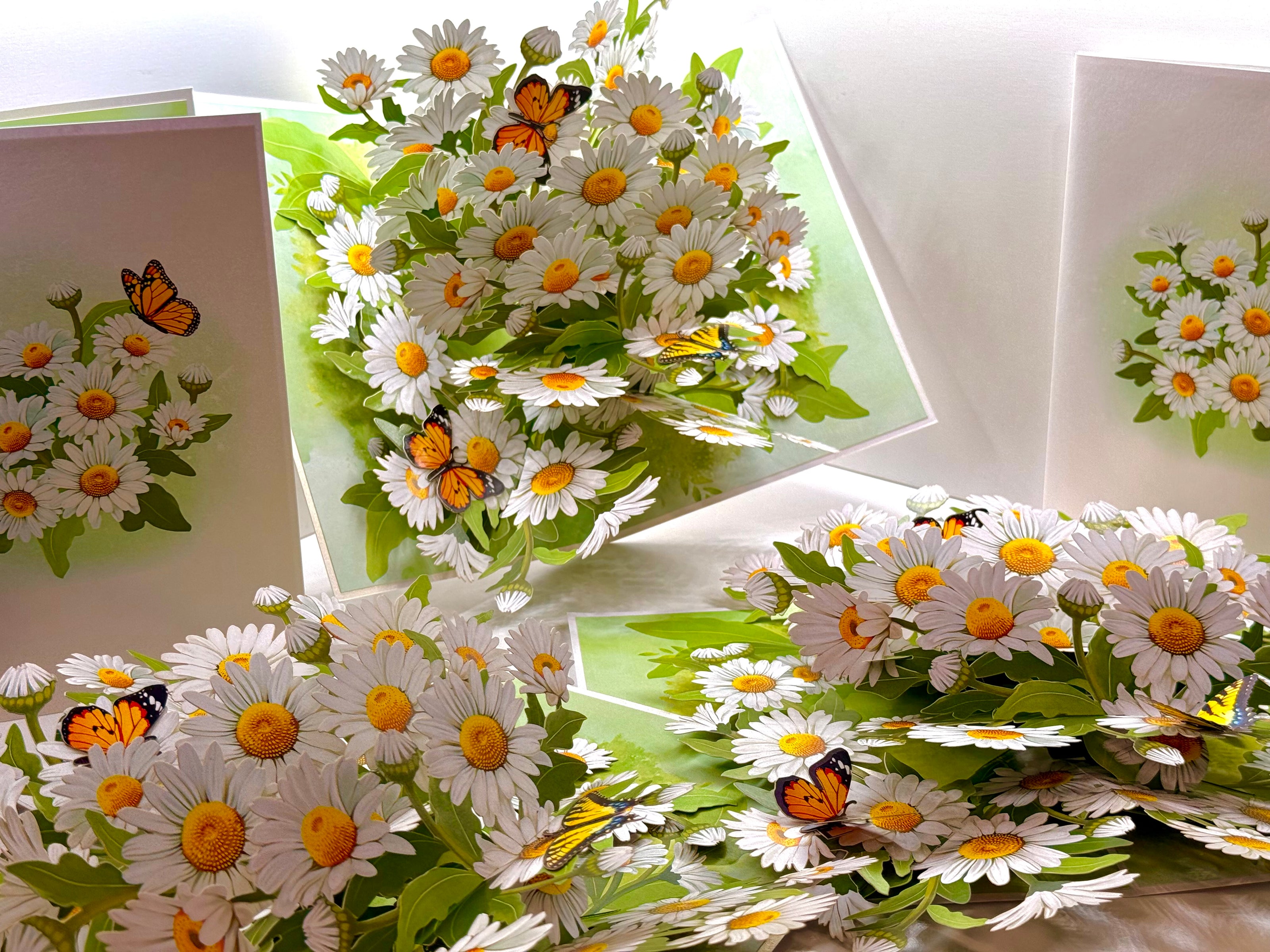 White Daisy Garden with Butterflies Origami Pop Cards 3D Pop Up Greeting Card Happy Birthday Thank You Handmade Gift Thinking of You Blank Card for Any Occasion Happy Mother's Day Happy Father's Australiana Celebrate the Beauty of Flower
