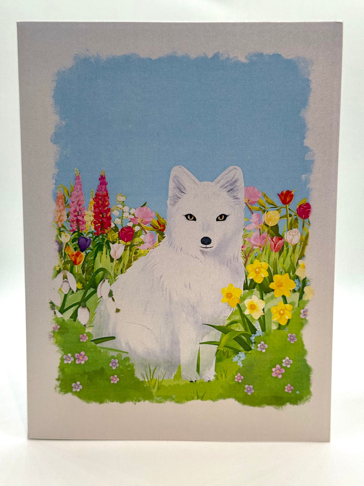 White Fox on Spring Flower Fields Origami Pop Cards 3D Pop Up Greeting Card Best Wishes Happy Birthday Gift Thank You Handmade Best Wishes Blank Card for Any Occasion Happy Mother's Day Happy Father's Day Celebrate the Beauty Of Nature and Fox